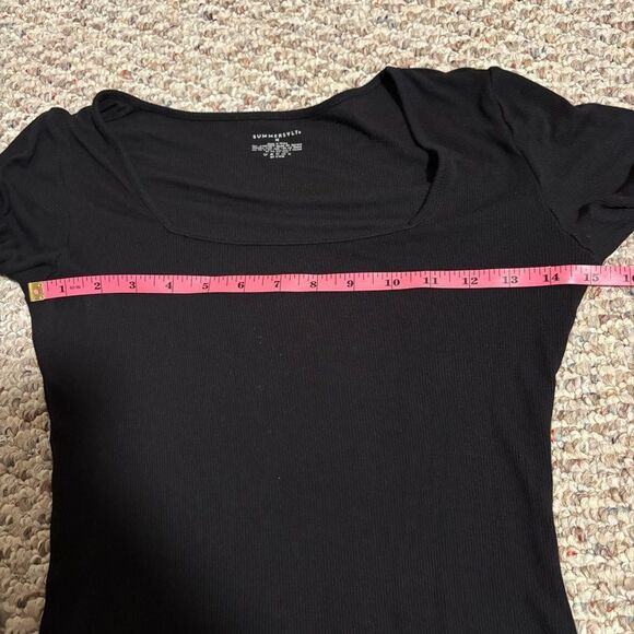 Summersalt Square Neck Ribbed Black Long Sleeve Tencel Bodysuit- Size Medium - Picture 7 of 8